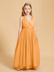 Tulle Junior Bridesmaid Dresses Satin Top Glamourous Bowknot Tangerine
