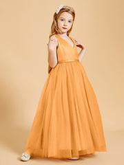 Tulle Junior Bridesmaid Dresses Satin Top Glamourous Bowknot Tangerine