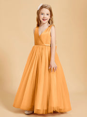 Tulle Junior Bridesmaid Dresses Satin Top Glamourous Bowknot Tangerine