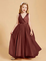 Tulle Junior Bridesmaid Dresses Satin Top Glamourous Bowknot Terracotta