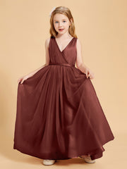 Tulle Junior Bridesmaid Dresses Satin Top Glamourous Bowknot Terracotta