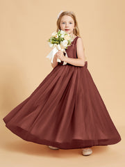 Tulle Junior Bridesmaid Dresses Satin Top Glamourous Bowknot Terracotta