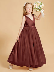Tulle Junior Bridesmaid Dresses Satin Top Glamourous Bowknot Terracotta