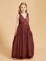 Tulle Junior Bridesmaid Dresses Satin Top Glamourous Bowknot Terracotta