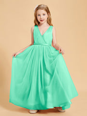 Tulle Junior Bridesmaid Dresses Satin Top Glamourous Bowknot Turquoise
