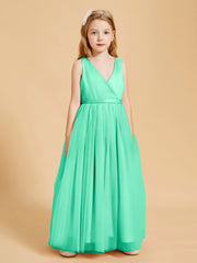 Tulle Junior Bridesmaid Dresses Satin Top Glamourous Bowknot Turquoise
