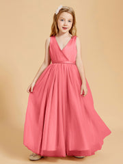 Tulle Junior Bridesmaid Dresses Satin Top Glamourous Bowknot Watermelon