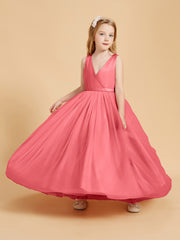 Tulle Junior Bridesmaid Dresses Satin Top Glamourous Bowknot Watermelon