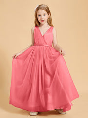 Tulle Junior Bridesmaid Dresses Satin Top Glamourous Bowknot Watermelon