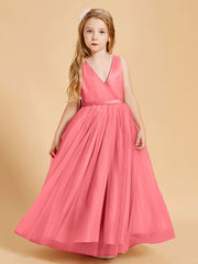 Tulle Junior Bridesmaid Dresses Satin Top Glamourous Bowknot Watermelon