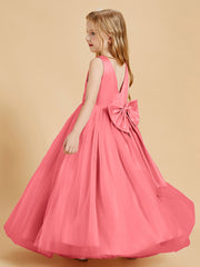 Tulle Junior Bridesmaid Dresses Satin Top Glamourous Bowknot Watermelon