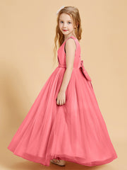 Tulle Junior Bridesmaid Dresses Satin Top Glamourous Bowknot Watermelon