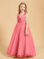 Tulle Junior Bridesmaid Dresses Satin Top Glamourous Bowknot Watermelon