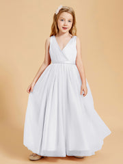 Tulle Junior Bridesmaid Dresses Satin Top Glamourous Bowknot White