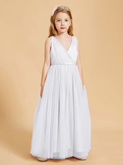 Tulle Junior Bridesmaid Dresses Satin Top Glamourous Bowknot White