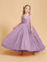 Tulle Junior Bridesmaid Dresses Satin Top Glamourous Bowknot Wisteria