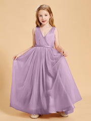 Tulle Junior Bridesmaid Dresses Satin Top Glamourous Bowknot Wisteria