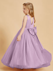 Tulle Junior Bridesmaid Dresses Satin Top Glamourous Bowknot Wisteria