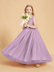 Tulle Junior Bridesmaid Dresses Satin Top Glamourous Bowknot Wisteria