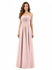 Sweetheart Strapless Chiffon Bridesmaid Dress-Dusty Rose