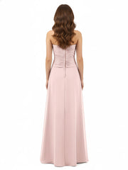 Sweetheart Strapless Chiffon Bridesmaid Dress-Dusty Rose