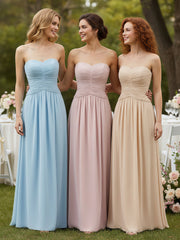 Sweetheart Strapless Chiffon Bridesmaid Dress-Dusty Rose