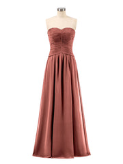 Sweetheart Strapless Chiffon Bridesmaid Dress-Terracotta