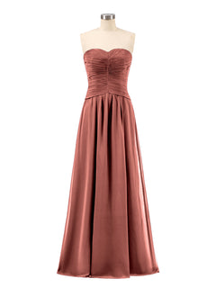 Sweetheart Strapless Chiffon Bridesmaid Dress-Terracotta Plus Size