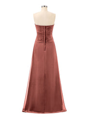 Sweetheart Strapless Chiffon Bridesmaid Dress-Terracotta