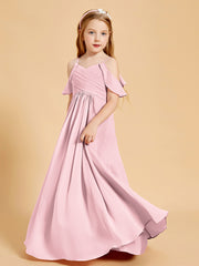 Off the Shoulder Bridesmaid Dresses for Juniors Blushing Pink