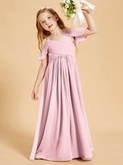 Off the Shoulder Bridesmaid Dresses for Juniors Blushing Pink