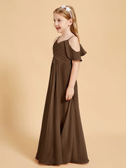 Off the Shoulder Bridesmaid Dresses for Juniors Brown