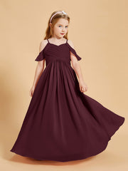 Off the Shoulder Bridesmaid Dresses for Juniors Cabernet