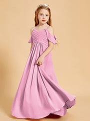 Off the Shoulder Bridesmaid Dresses for Juniors Candy Pink