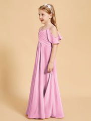 Off the Shoulder Bridesmaid Dresses for Juniors Candy Pink