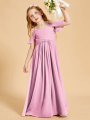 Off the Shoulder Bridesmaid Dresses for Juniors Candy Pink