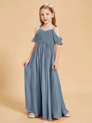 Off the Shoulder Bridesmaid Dresses for Juniors Dusty Blue