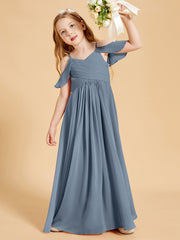 Off the Shoulder Bridesmaid Dresses for Juniors Dusty Blue