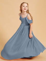 Off the Shoulder Bridesmaid Dresses for Juniors Dusty Blue