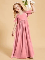 Off the Shoulder Bridesmaid Dresses for Juniors Flamingo