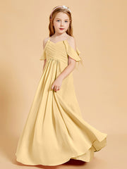 Off the Shoulder Bridesmaid Dresses for Juniors Gold