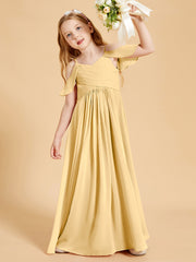Off the Shoulder Bridesmaid Dresses for Juniors Gold