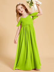 Off the Shoulder Bridesmaid Dresses for Juniors Lime Green
