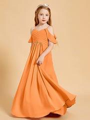 Off the Shoulder Bridesmaid Dresses for Juniors Orange