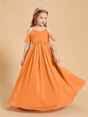 Off the Shoulder Bridesmaid Dresses for Juniors Orange