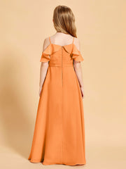 Off the Shoulder Bridesmaid Dresses for Juniors Orange