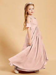 Off the Shoulder Bridesmaid Dresses for Juniors Pearl Pink