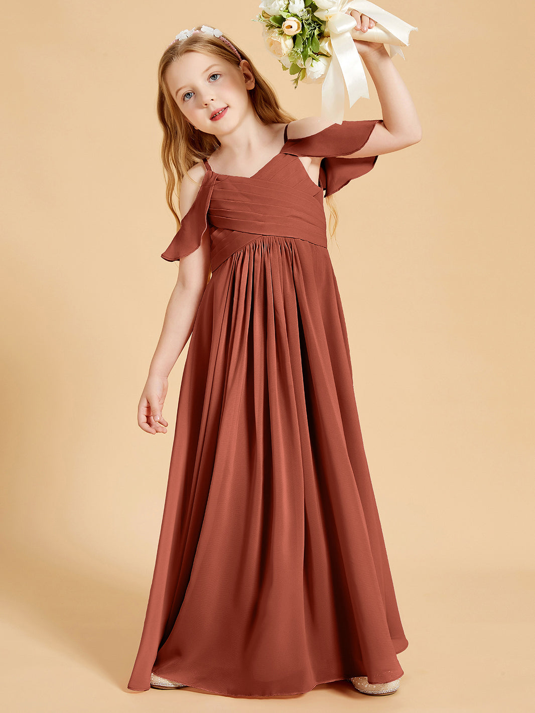 BABARONI Off the Shoulder Bridesmaid Dresses for Juniors Rust, Rust / J4