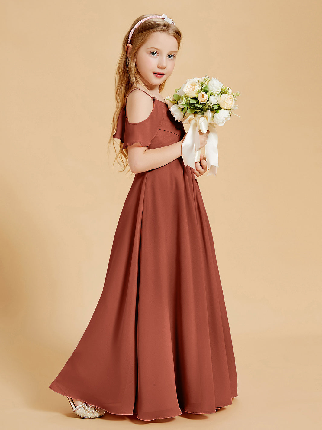 BABARONI Off the Shoulder Bridesmaid Dresses for Juniors Rust, Rust / J4