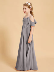 Off the Shoulder Bridesmaid Dresses for Juniors Silver
